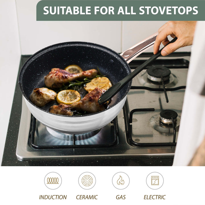 12Pcs Stainless Steel Cookware Set With Glass Lids