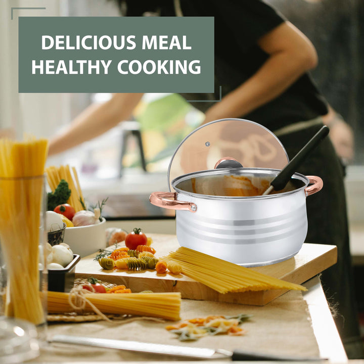 12Pcs Stainless Steel Cookware Set With Glass Lids