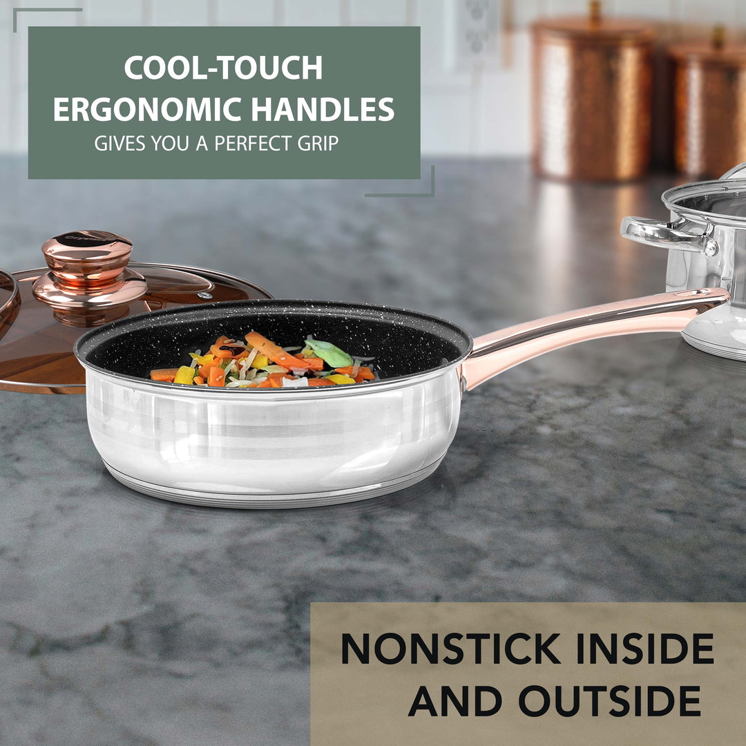 12Pcs Stainless Steel Cookware Set With Glass Lids