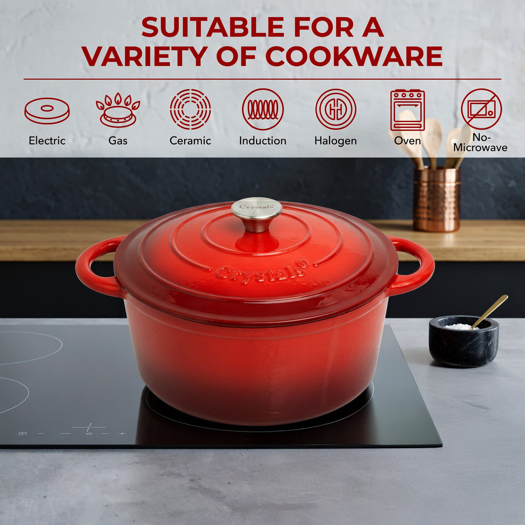 6.6L Dutch Oven Cast Iron Dish Pot With Lid