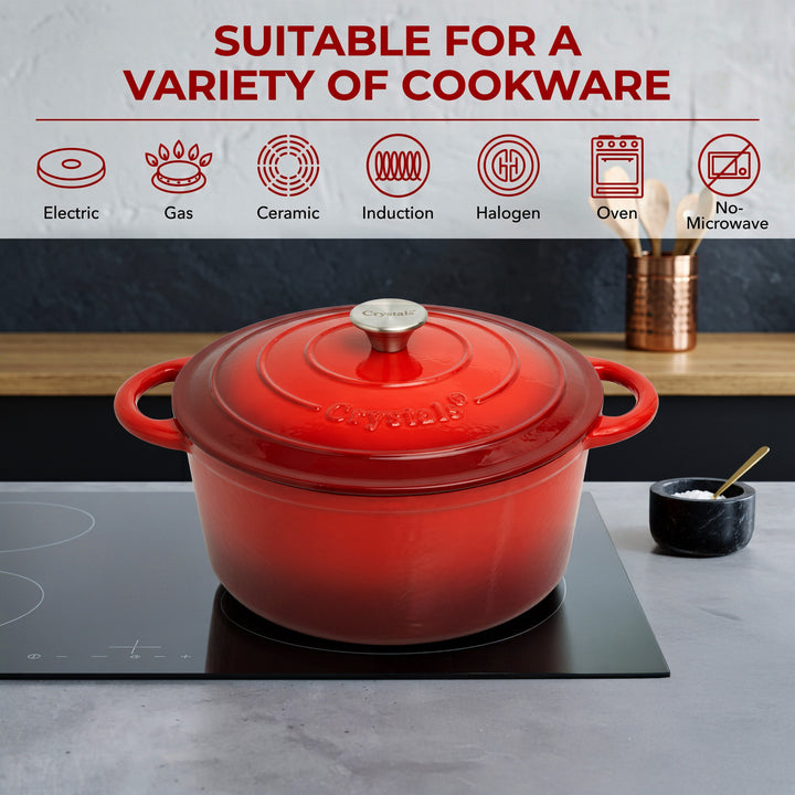 6.6L Dutch Oven Cast Iron Dish Pot With Lid
