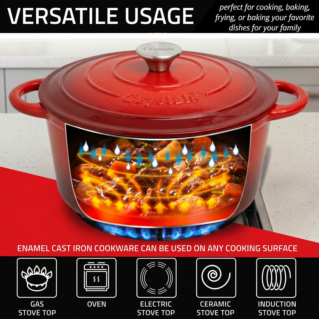 6.6L Dutch Oven Cast Iron Dish Pot With Lid