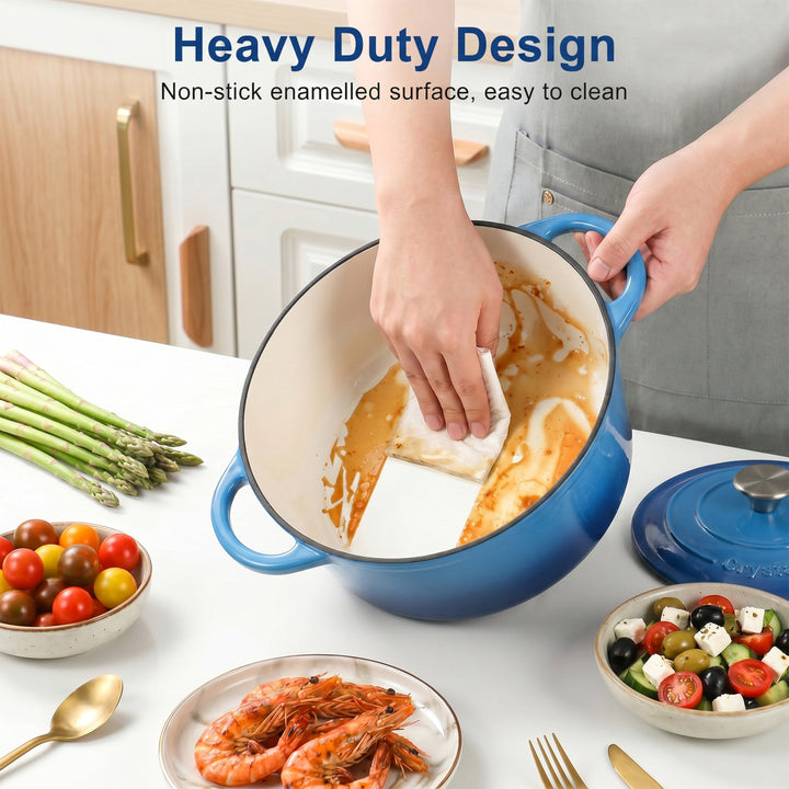 6.6L Dutch Oven Cast Iron Dish Pot With Lid