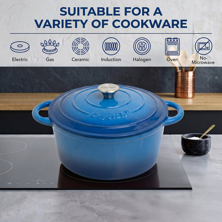 6.6L Dutch Oven Cast Iron Dish Pot With Lid