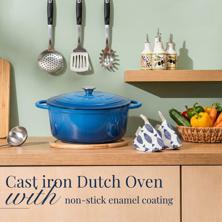 6.6L Dutch Oven Cast Iron Dish Pot With Lid