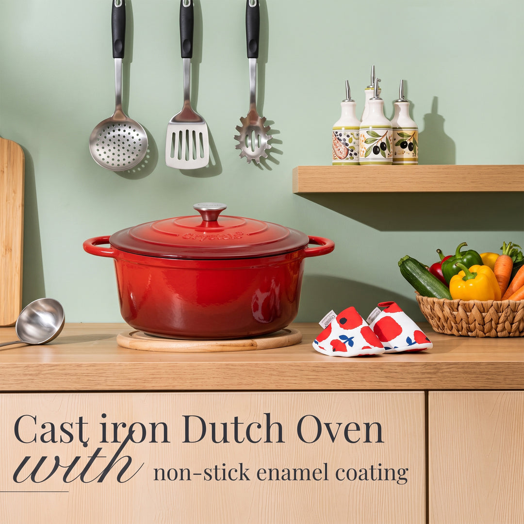 5L Dutch Oven Cast Iron Dish Pot With Lid