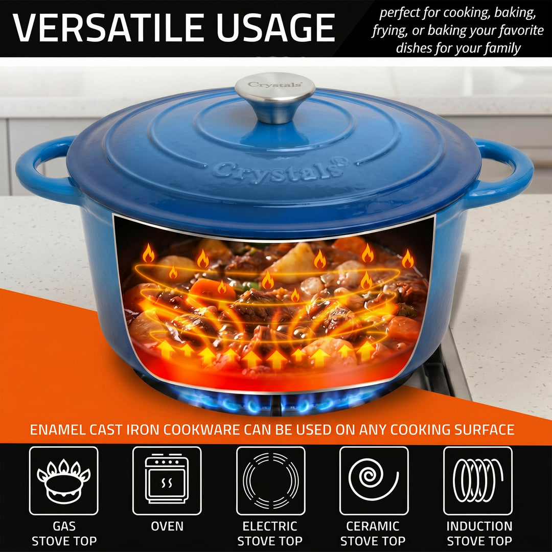 5L Dutch Oven Cast Iron Dish Pot With Lid