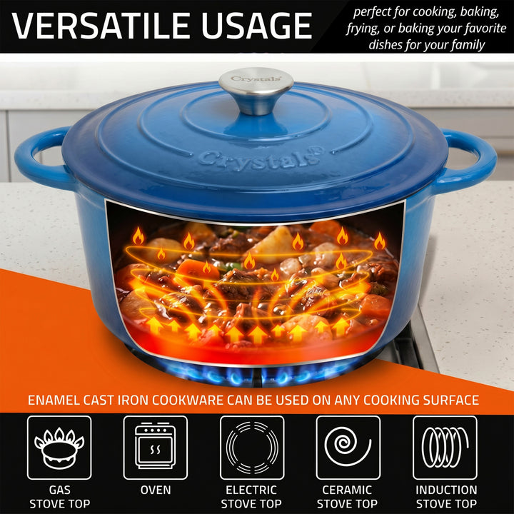 5L Dutch Oven Cast Iron Dish Pot With Lid