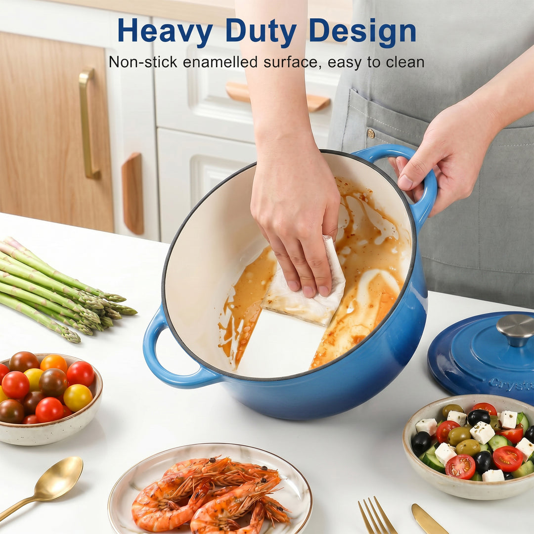 5L Dutch Oven Cast Iron Dish Pot With Lid