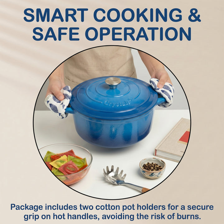 5L Dutch Oven Cast Iron Dish Pot With Lid