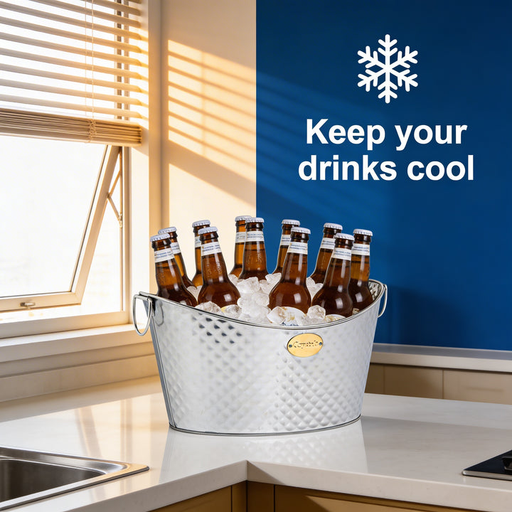 26L Galvanised Steel Oval Beer Bucket Cooler