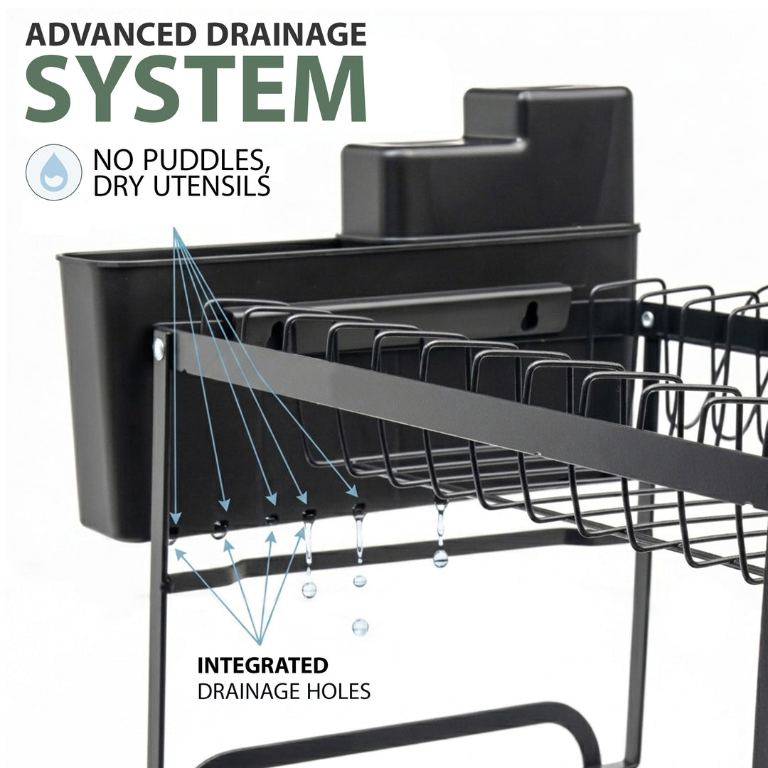 2 Tier Dish Drainer Rack with Drip Tray
