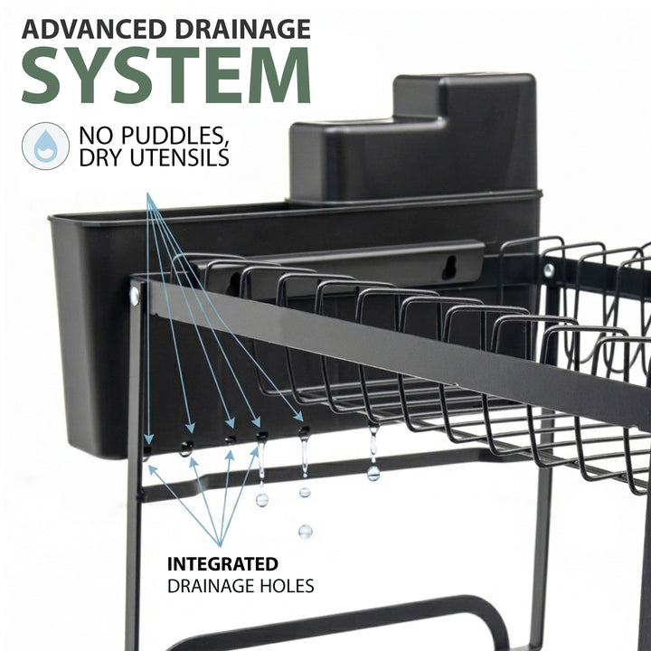 2 Tier Dish Drainer Rack with Drip Tray