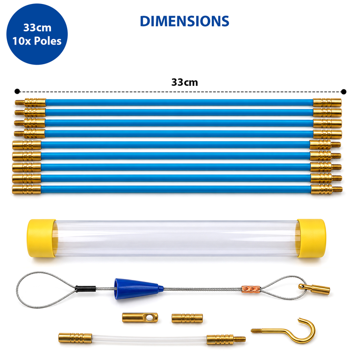 10pc Fibreglass Cable Rods Kit