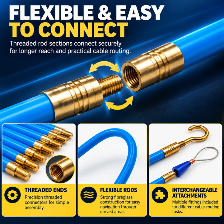10pc Fibreglass Cable Rods Kit