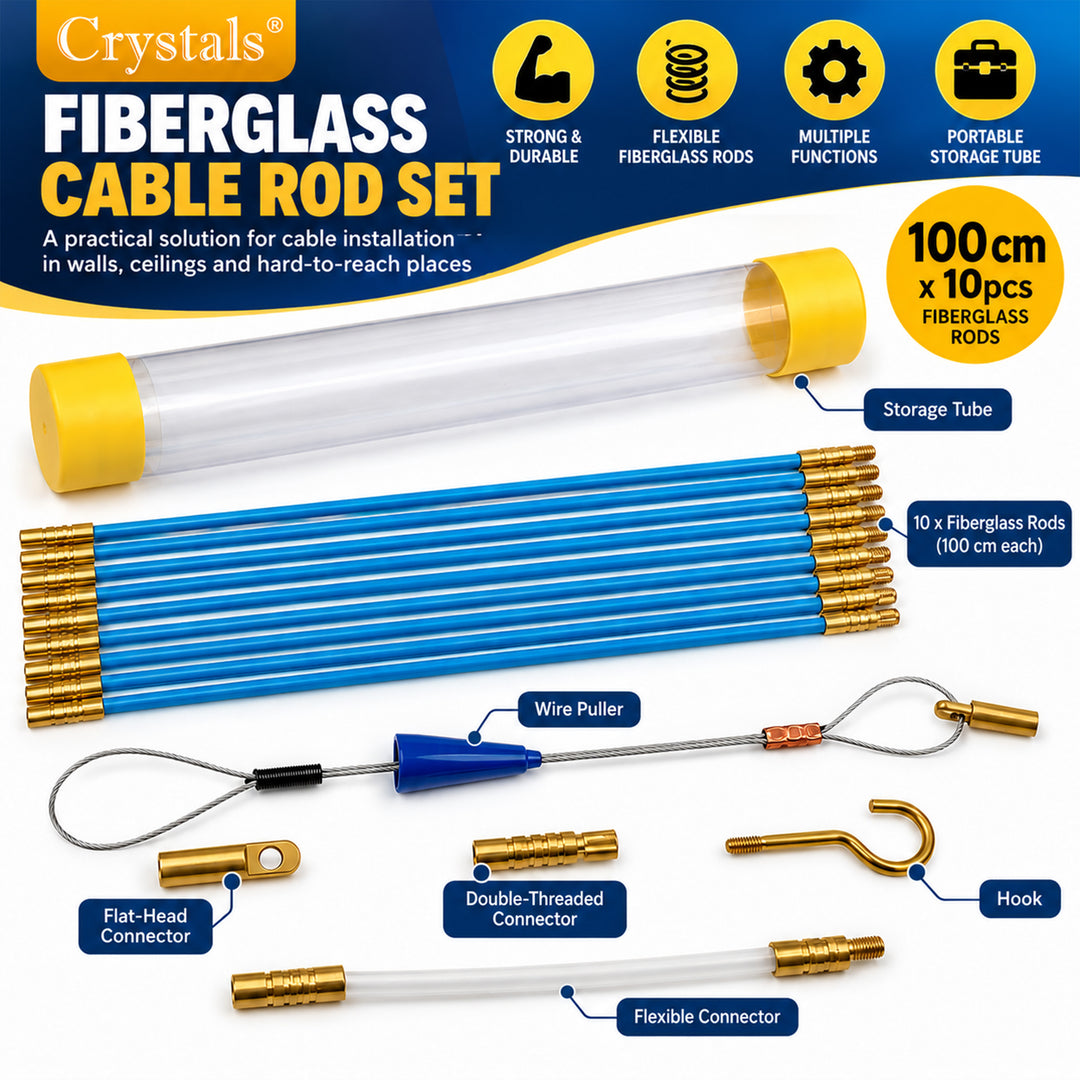 10pc Fibreglass Cable Rods Kit