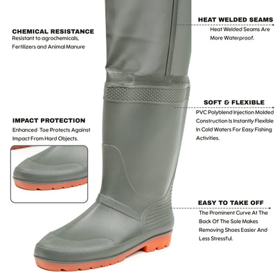 Lightweight Hip Waders with Cleated Sole