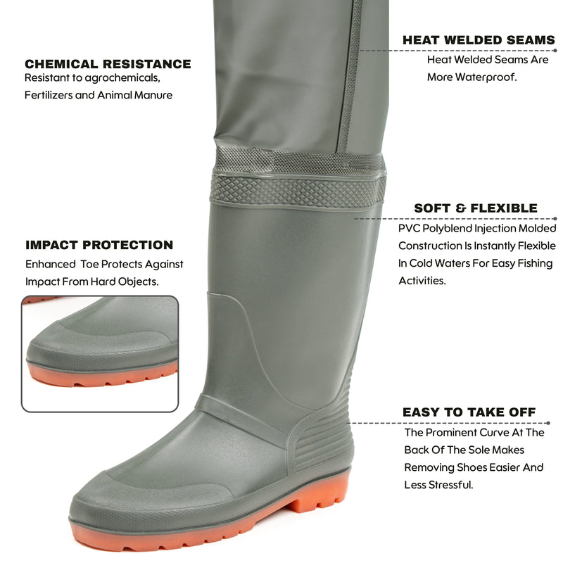 Lightweight Hip Waders with Cleated Sole