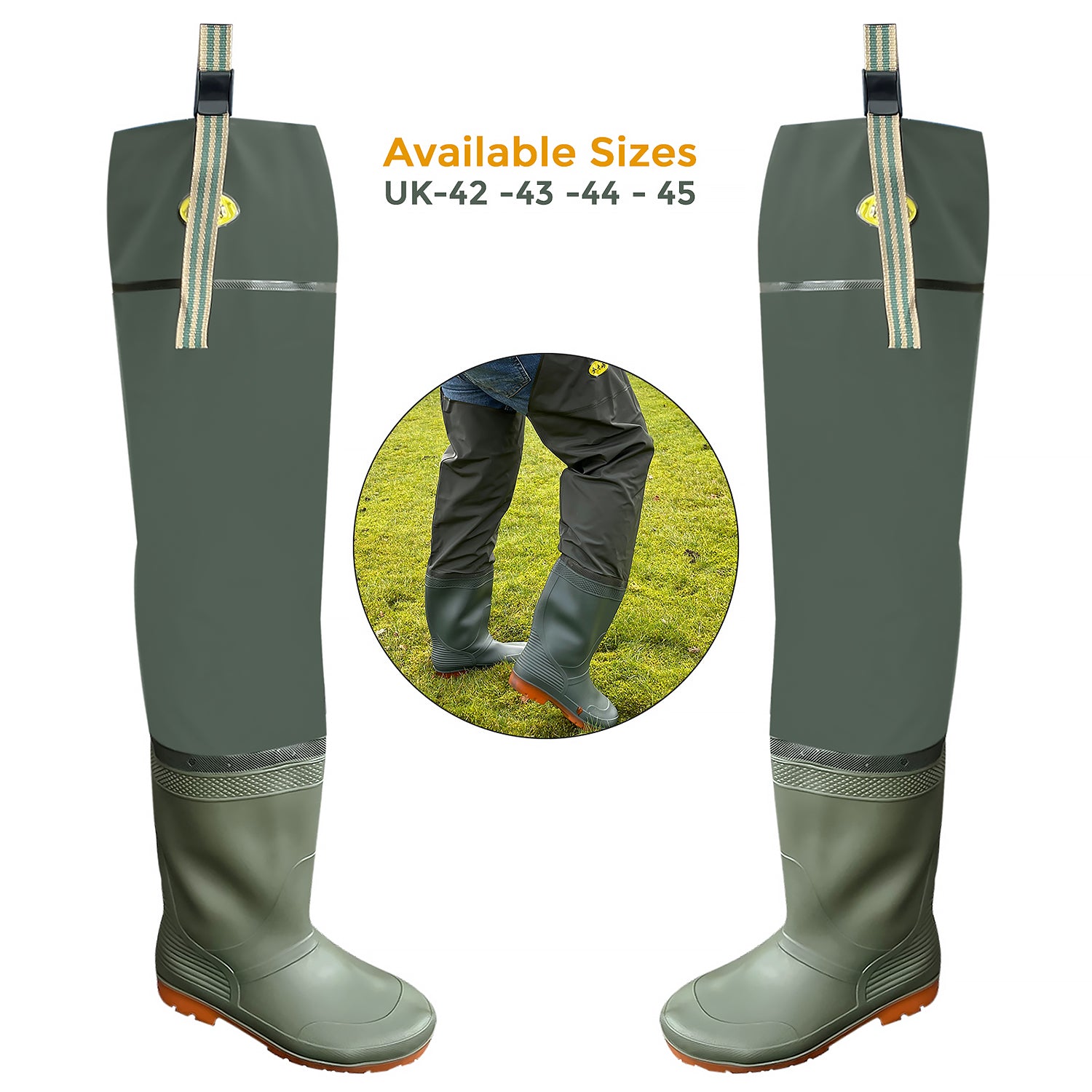 Light Waders Lightweight Hip Waders with Cleated Sole – Dennyshop UK