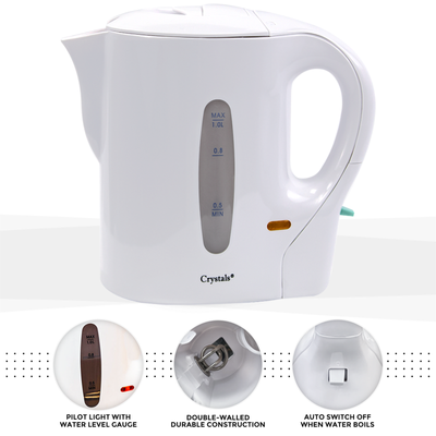 1 Litre Electric Cordless Travel Kitchen Kettle