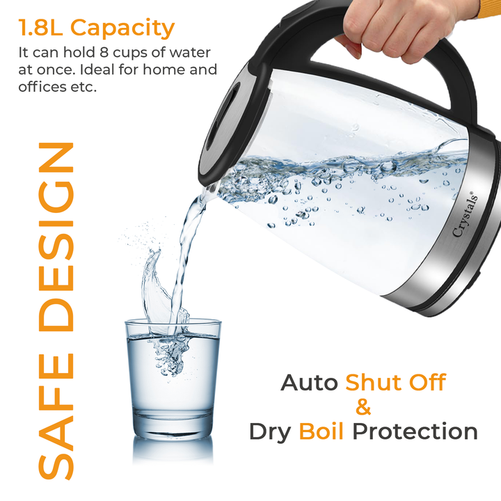 1.8L/1500W Electric Glass Kettle