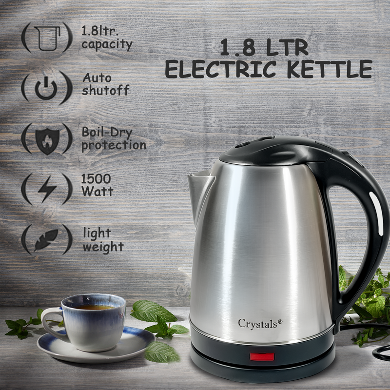 1.8L 1500W Electric Stainless Steel Kettle Dennyshop UK