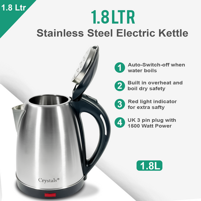 1.8L/1500W Electric Stainless Steel Kettle