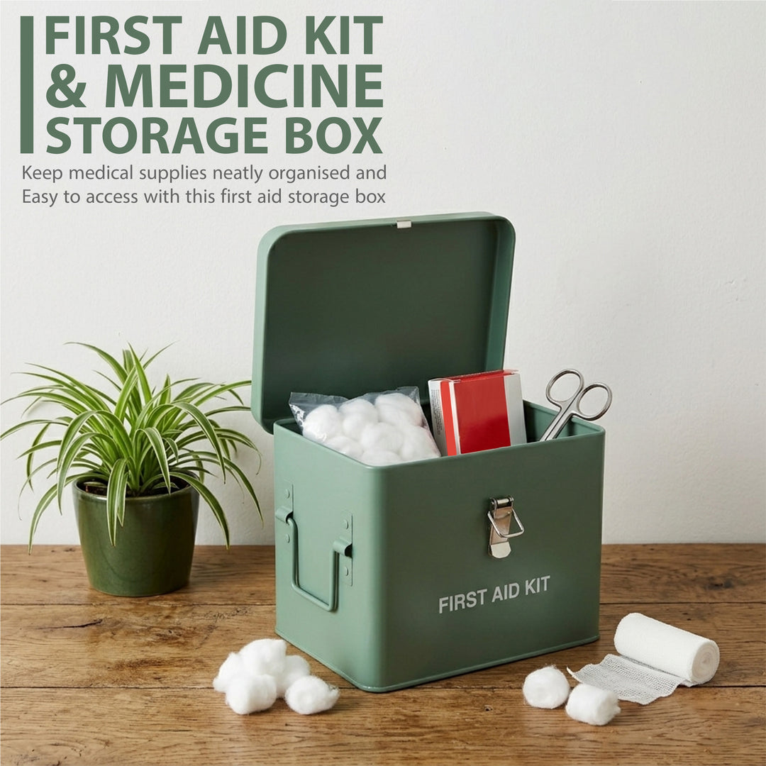 Vintage First Aid Storage Box Green