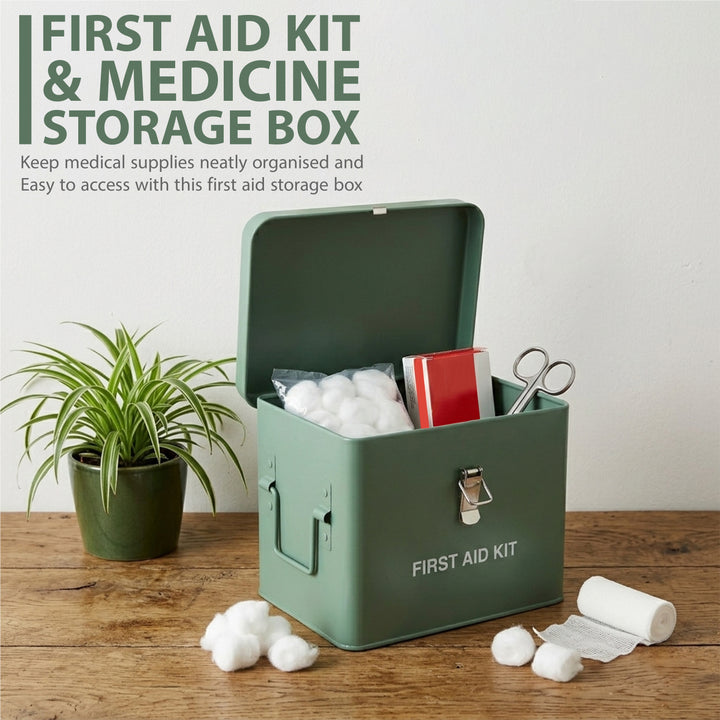 Vintage First Aid Storage Box Green