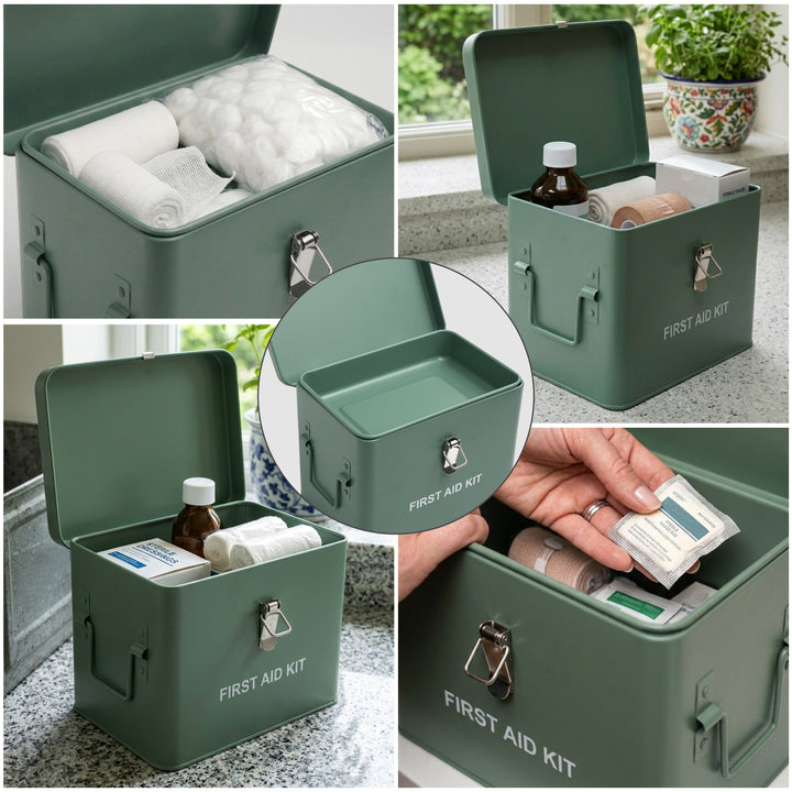 Vintage First Aid Storage Box Green