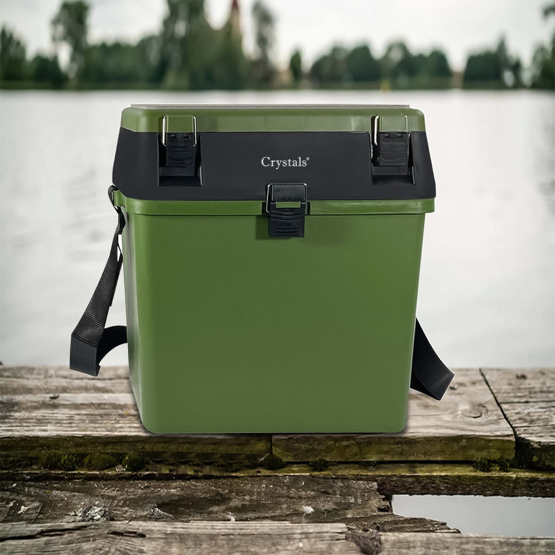 Fishing Tackle Box with Padded Seat & Straps