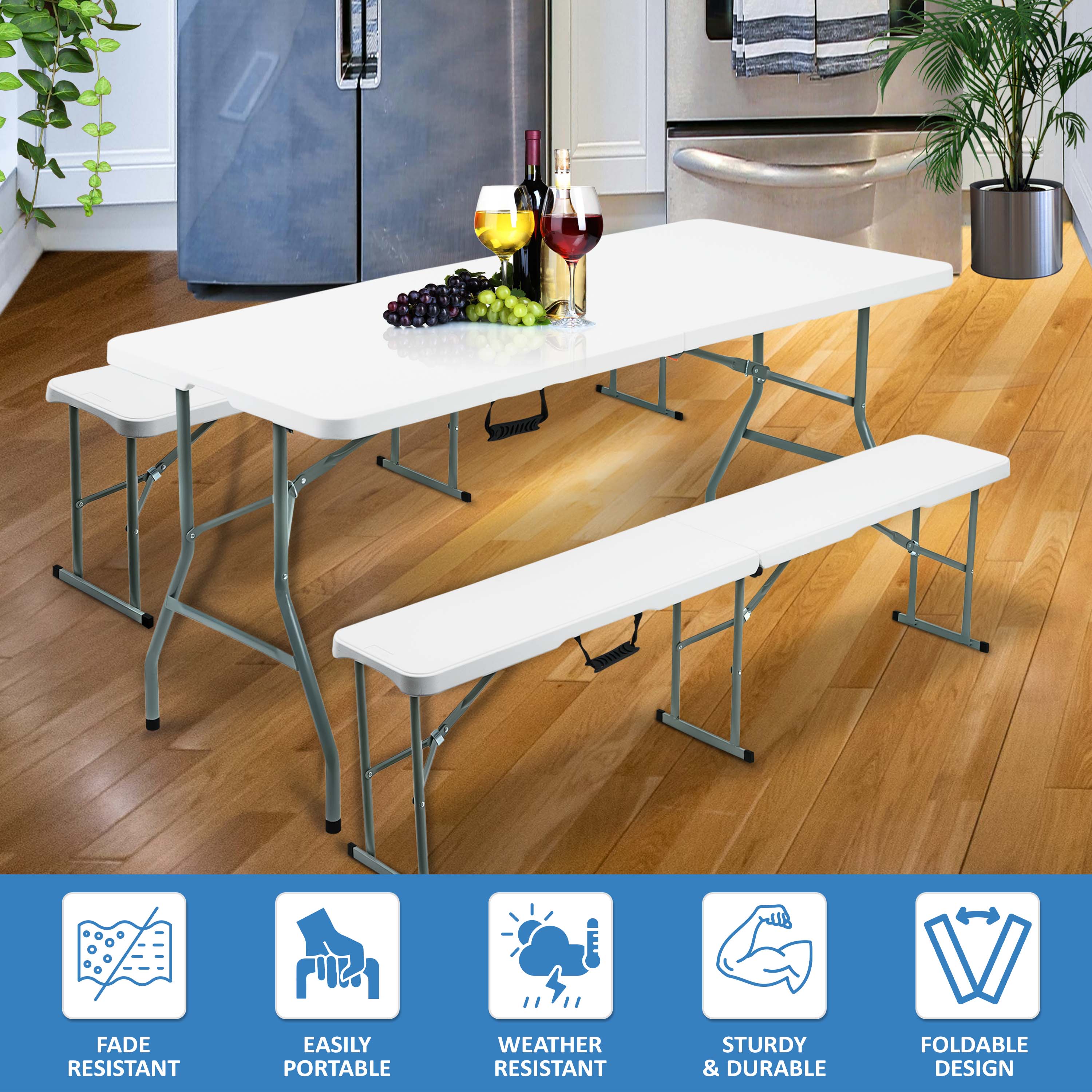 6FT Plastic Folding Bench – Denny Shop UK