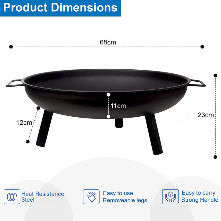 23" Large Round BBQ Steel Fire Pit