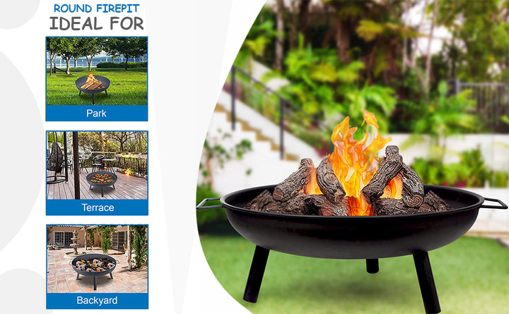 23" Large Round BBQ Steel Fire Pit