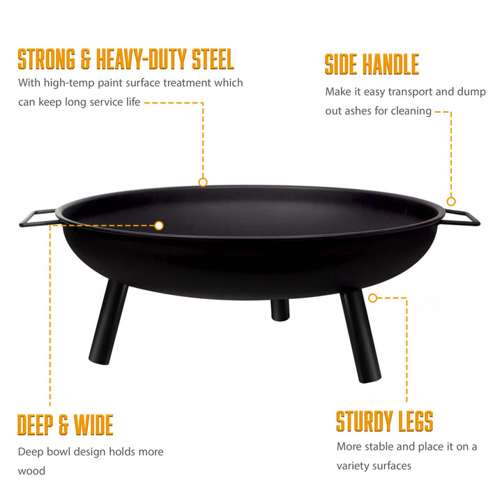 23" Large Round BBQ Steel Fire Pit