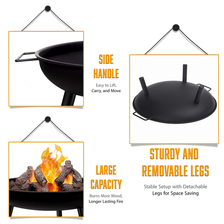 23" Large Round BBQ Steel Fire Pit