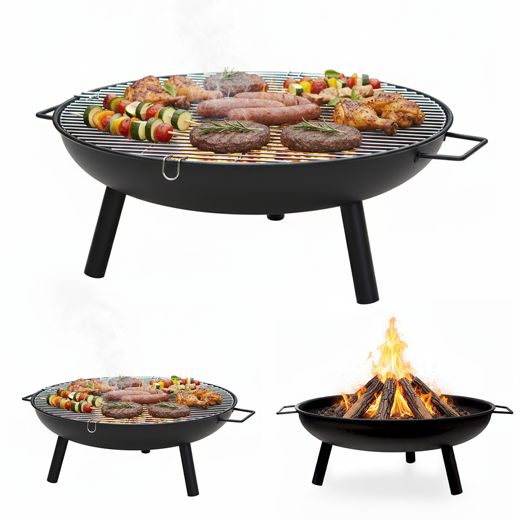 23" Round BBQ Fire Pit with Grill