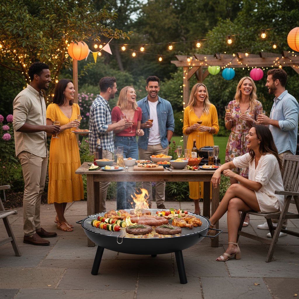 23" Round BBQ Fire Pit with Grill