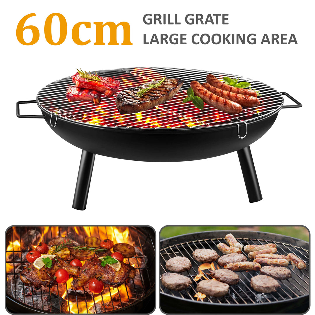 23" Round BBQ Fire Pit with Grill