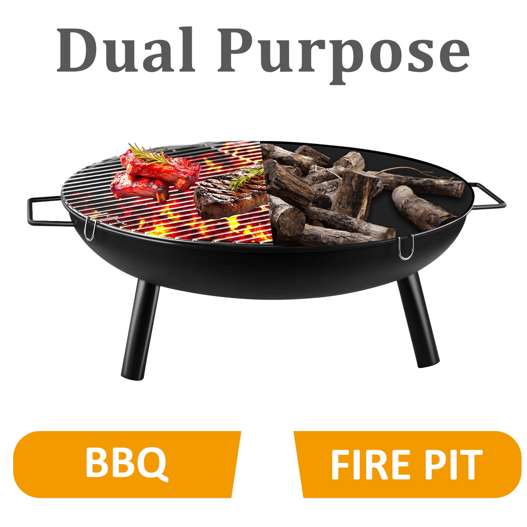 23" Round BBQ Fire Pit with Grill