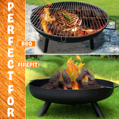 23" Large Round BBQ Steel Fire Pit