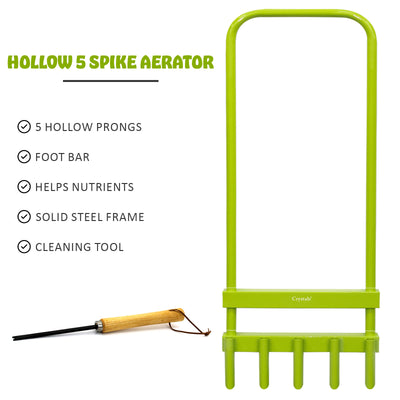 5 Hollow Tine Spike Hand Lawn Aerator