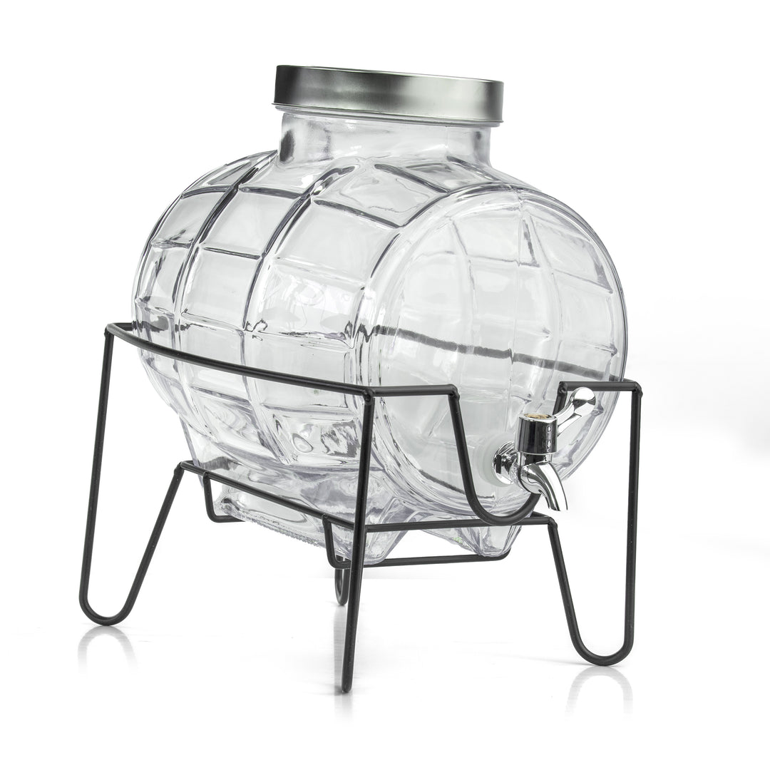 8L Glass Drinks Dispenser on Metal Stand