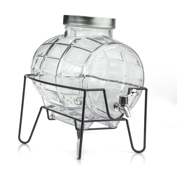 8L Glass Drinks Dispenser on Metal Stand