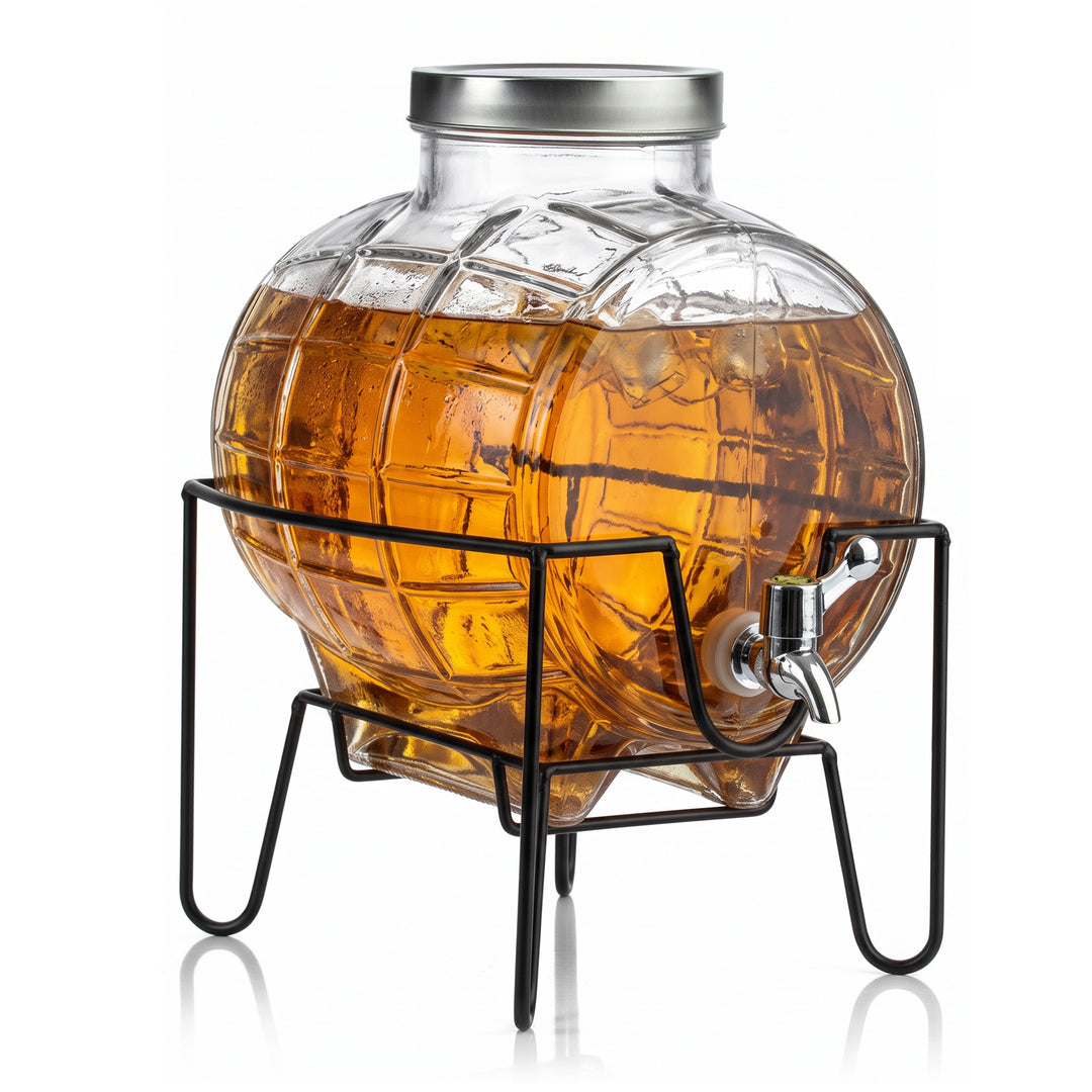 8L Glass Drinks Dispenser on Metal Stand
