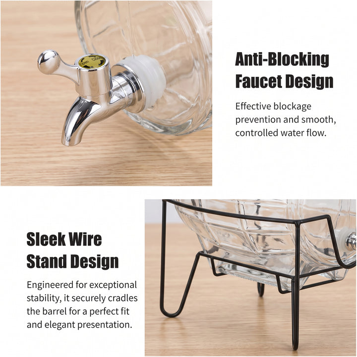 8L Glass Drinks Dispenser on Metal Stand