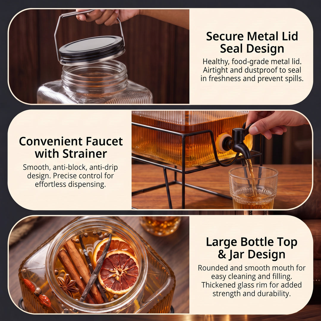 7L Glass Vintage Drinks Dispenser