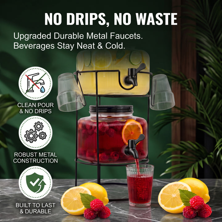 Dual Glass Beverage Drinks Dispenser