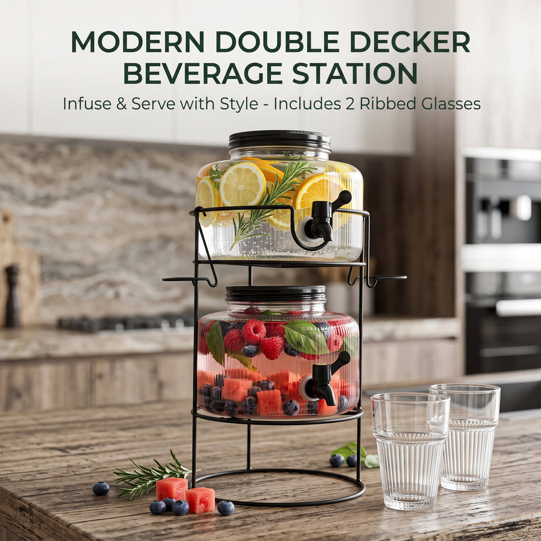 Dual Glass Beverage Drinks Dispenser