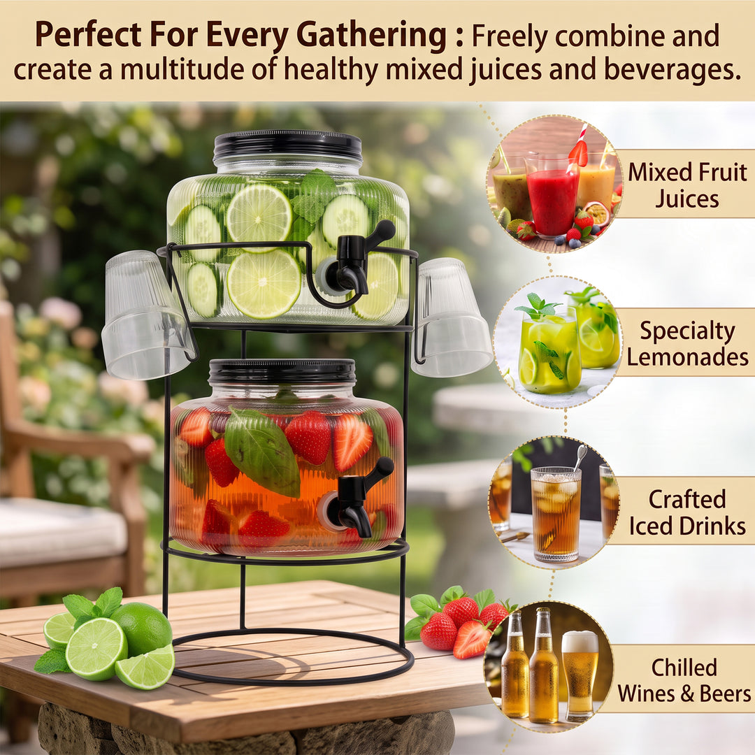 Dual Glass Beverage Drinks Dispenser